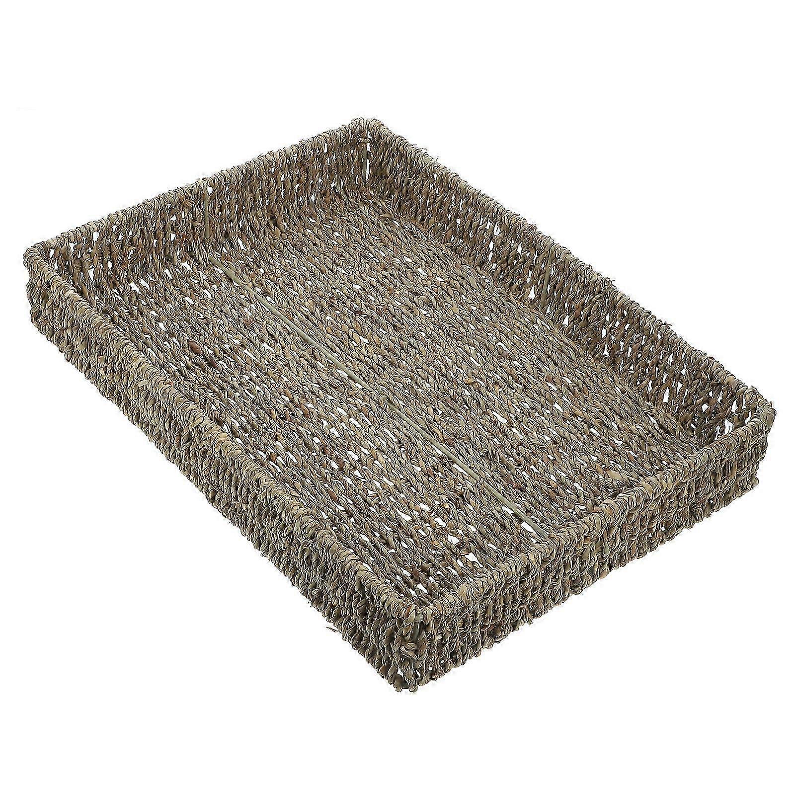 1Pc Practical Seaweed Fruit Basket Rectangular Storage Basket (Light Brown)