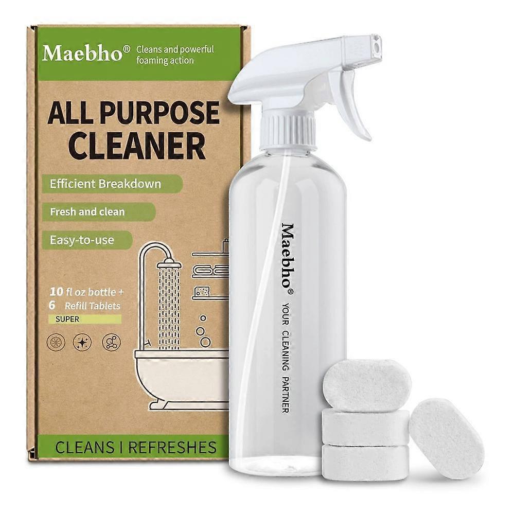 Multi-Surface Cleaning Tablets 6-Pack with Spray Bottle Grease and Limescale Remover Compact Kit