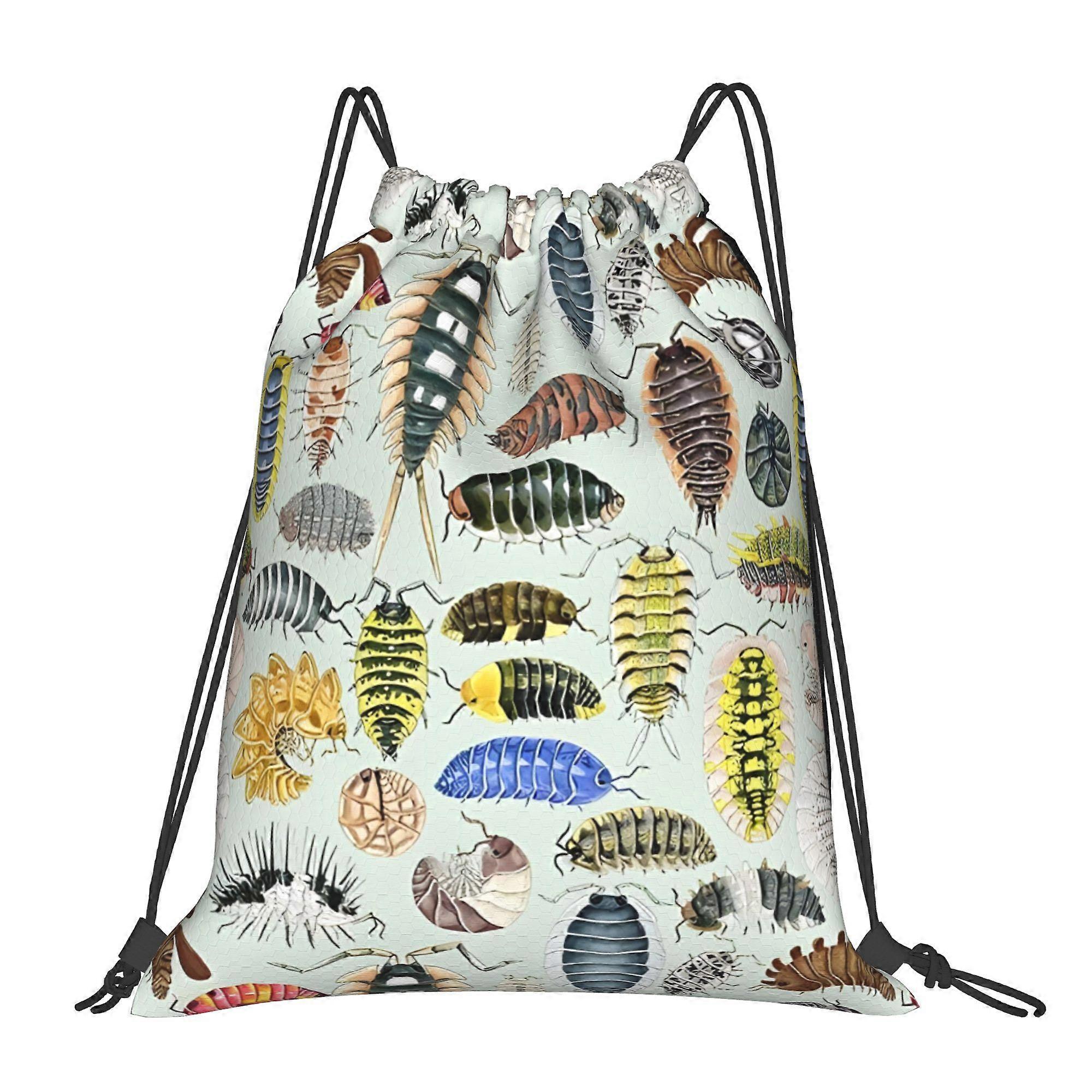1pc Crazy Isopod Pattern Aqua Drawstring Backpack-Cqazw