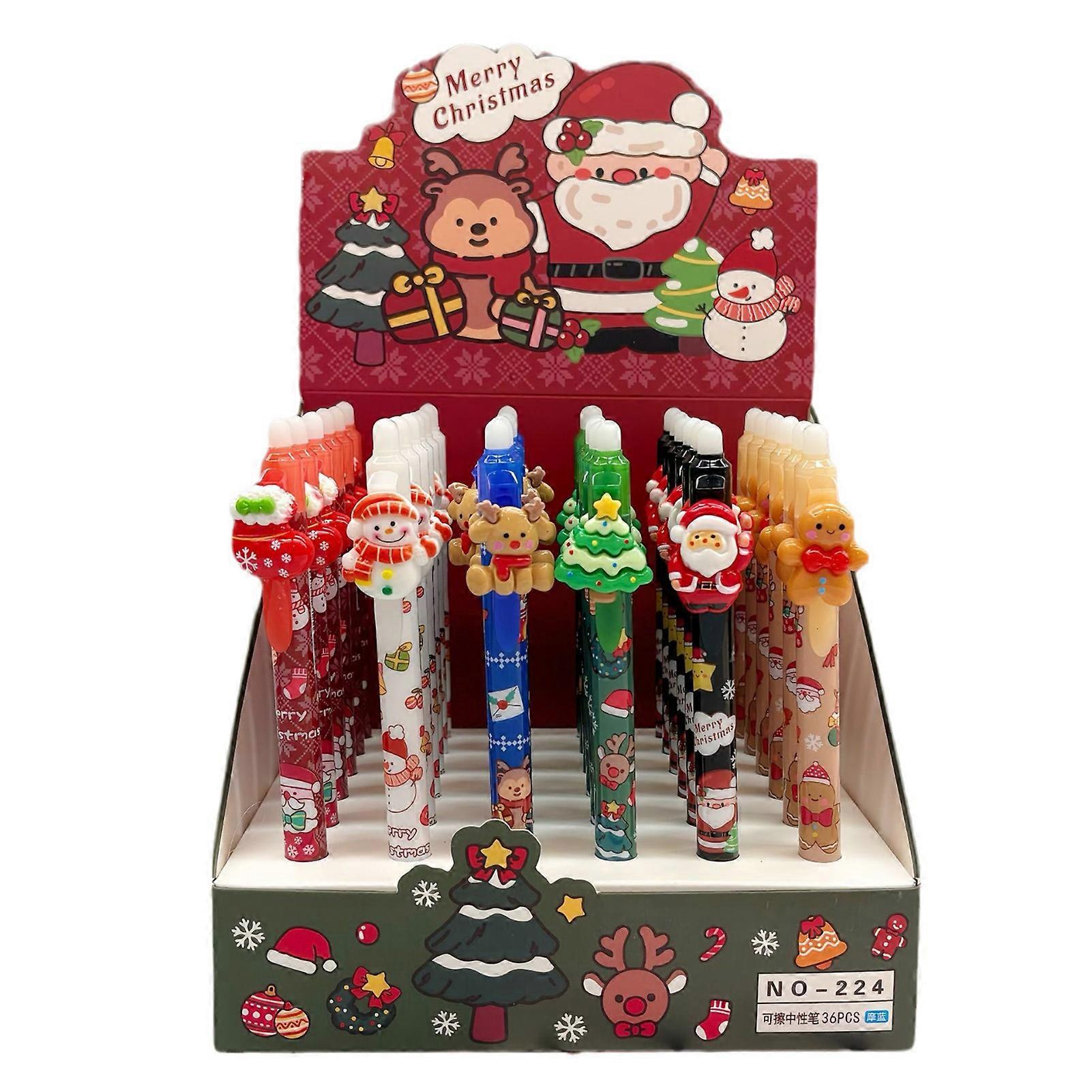 Festive Patterned Erasable Push Pens for Christmas School Writing