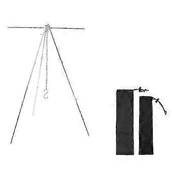 Silver Outdoor Aluminum Alloy Tripod Hanger Storage Rack Portable Crossbar Set Retractable Hanging Pot Bracket YTQ