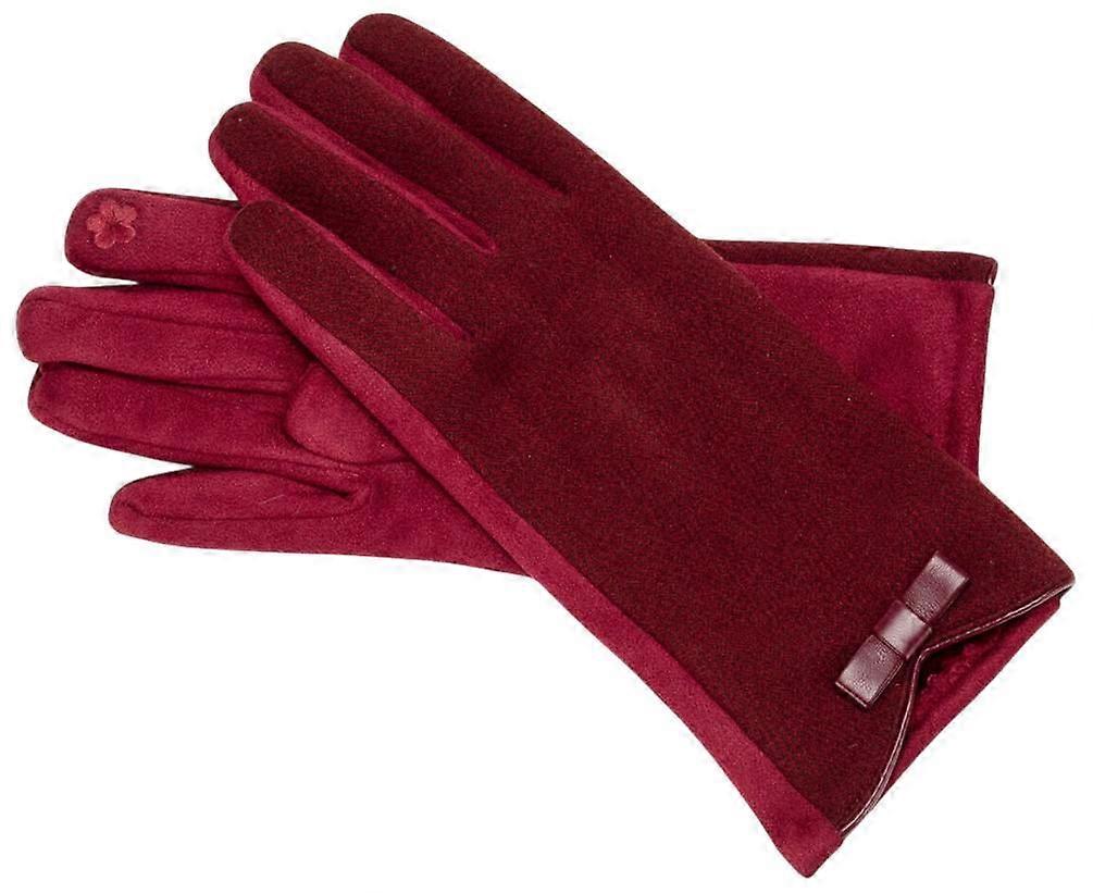 Elie Beaumont Herringbone Gloves - Burgundy