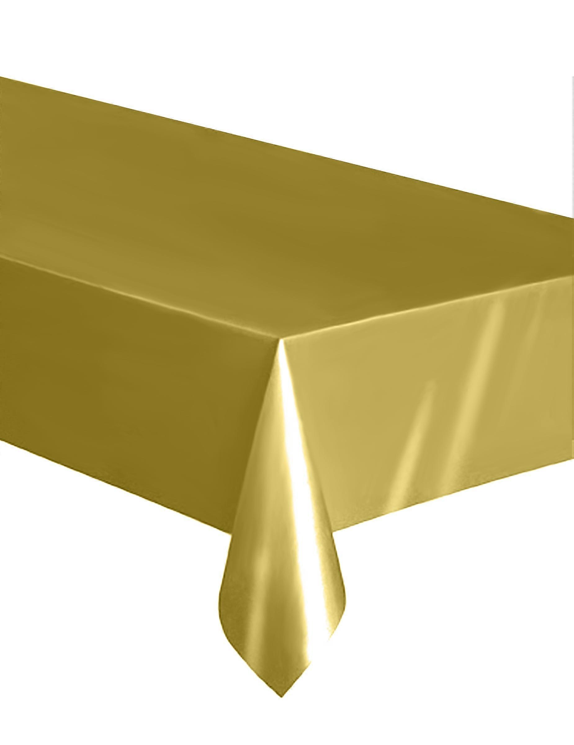 Rectangular matte gold plastic tablecloth 137 x 274 cm