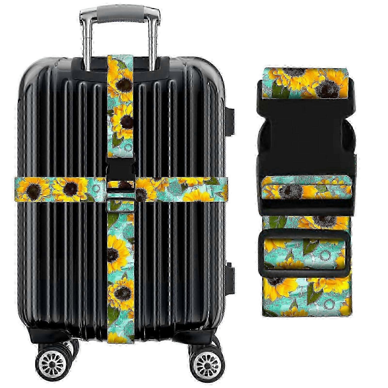 Green Sunflower Over-Handle Luggage Straps