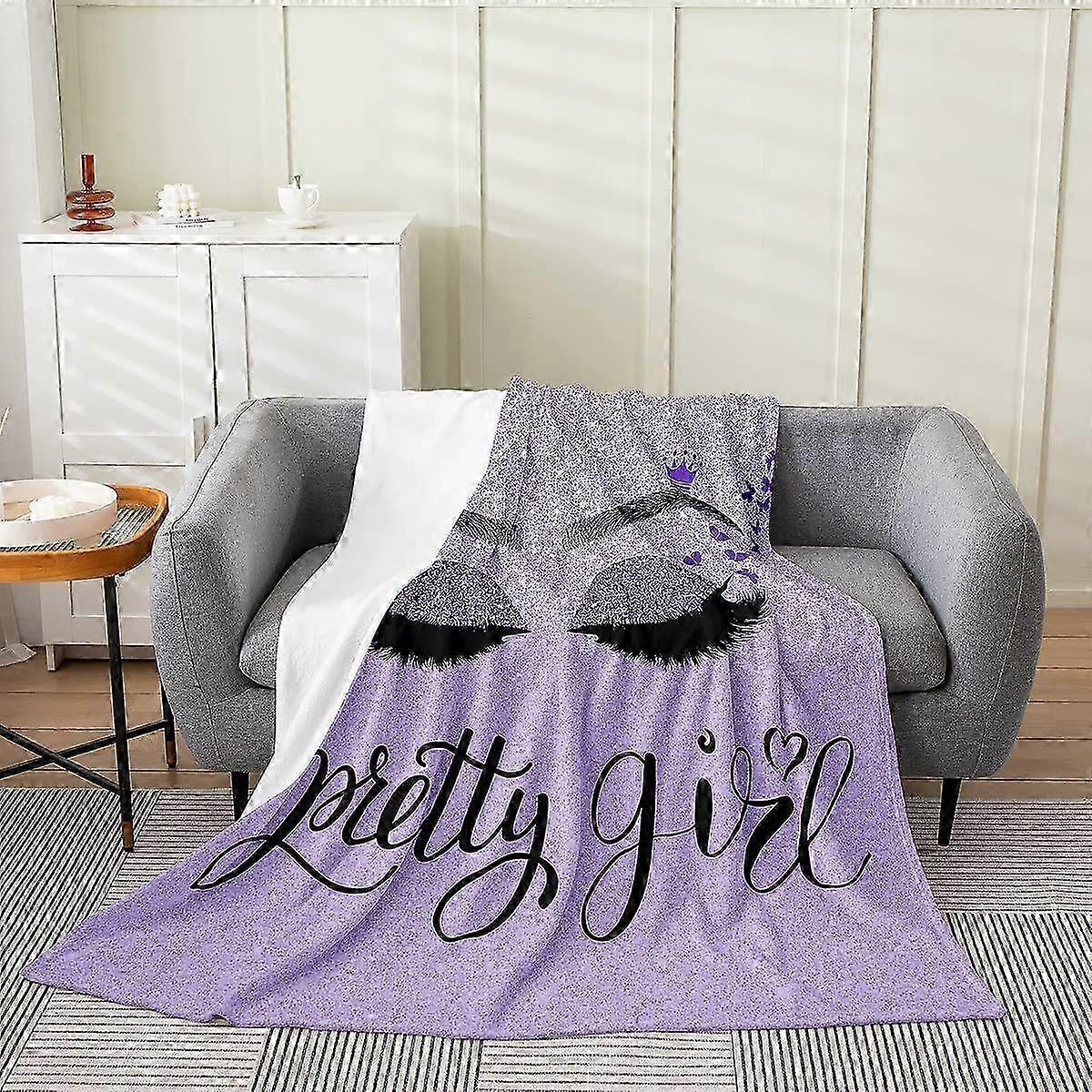Eyelash Trim Glitter Flannel Throw