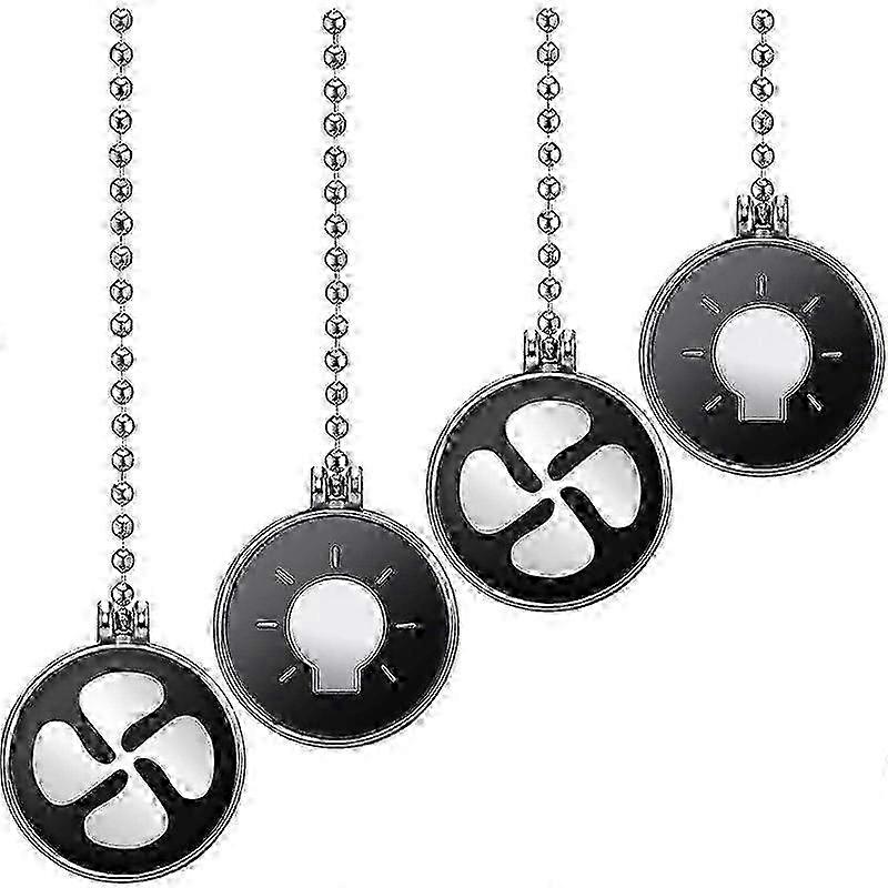 Ceiling Fan Pull Chain Set, 4Pcs Light Bulb and Fan Pattern Pull Chain Ceiling Fan Chain Extender w