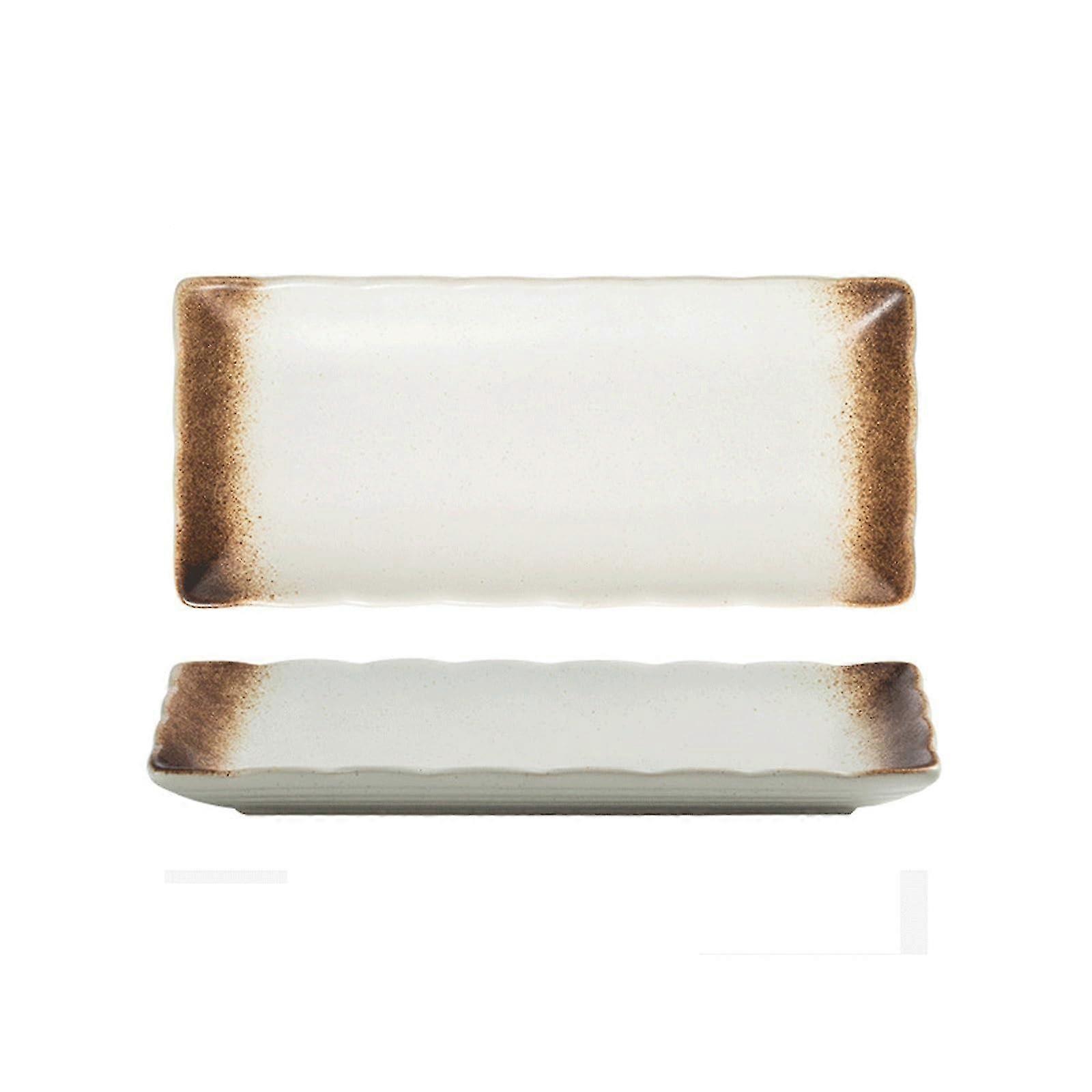 Wave Rim Rectangular Ceramic Sushi Plate