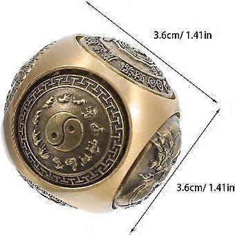 2 Stück Baoding-Kugeln aus Messing, 3,6 cm (1,42 Zoll), sechsseitige Relief-Handübungsbälle, chinesische Handübungsbälle für Geschicklichkeitstraining, Handmassage, Stressabbau, Bürodekoration und mehr