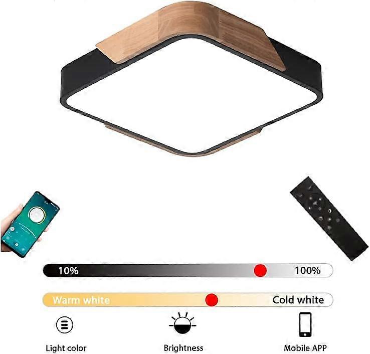 High-Security Square Ceiling Light, Dimmable Modern LED Fixture for Bedroom