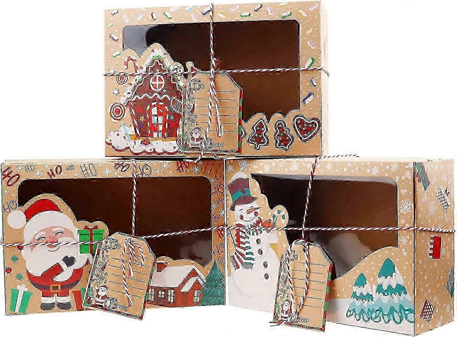 12Pcs Christmas Cookie Gift Boxes with Clear Window ZO