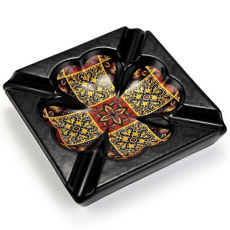 Decorative Ceramic Cigar Ashtray with 4 Holders