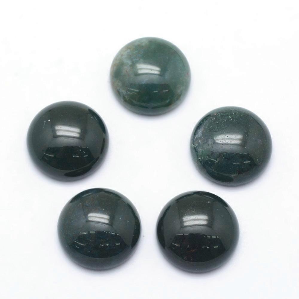 5pcs Moss Agate Cabochons Half Round 12x5~6mm