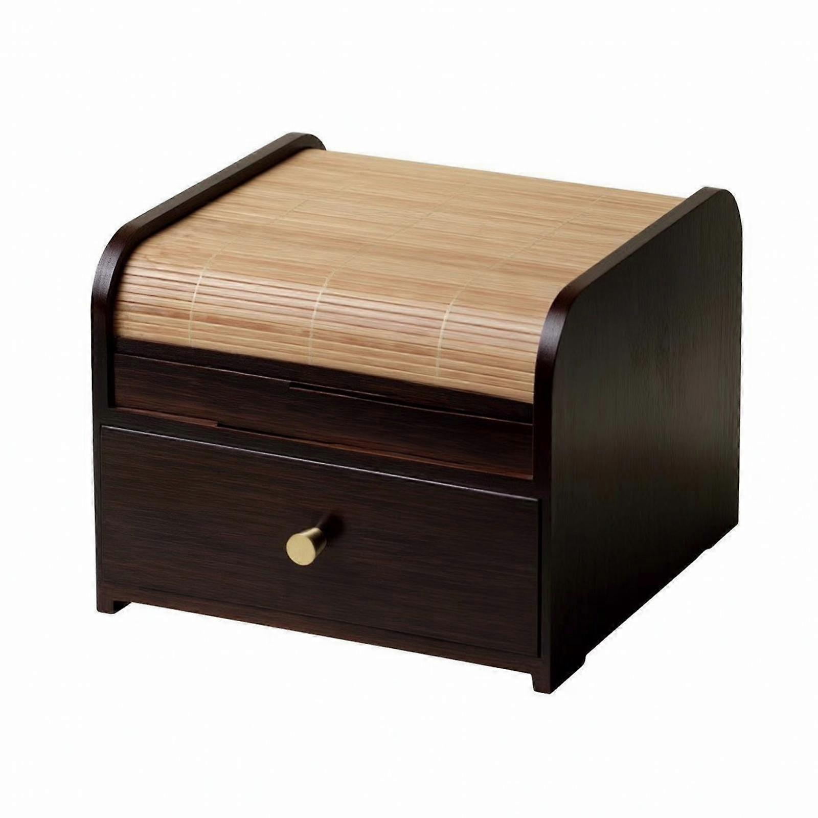 Bamboo Desktop Storage Box Multi-Compartment Tea Storage Box with Compartments