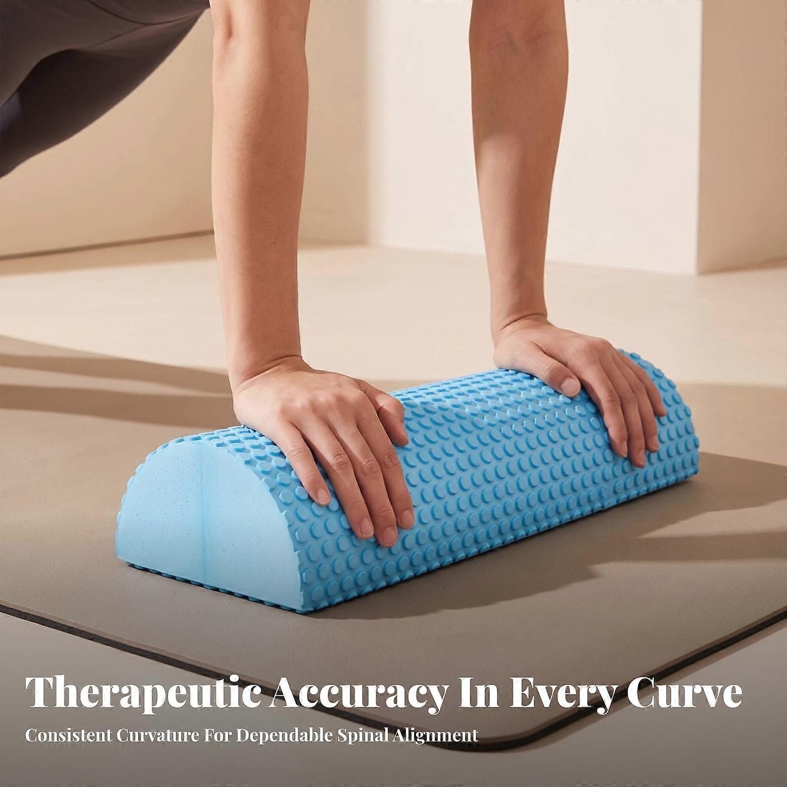 Textured Half-Round Foam Roller | Flat-Backed Stable Design, Compact Training