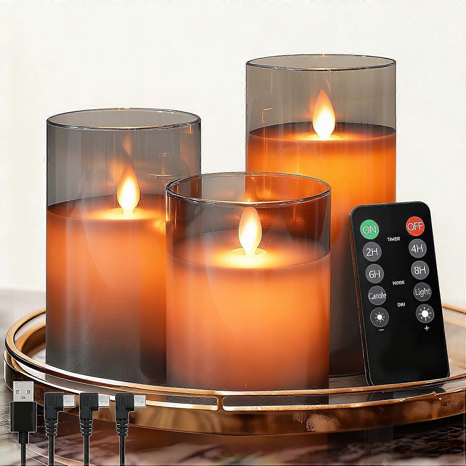 Rechargeable LED Candles with Flickering Flame, Wireless, Remote Contr