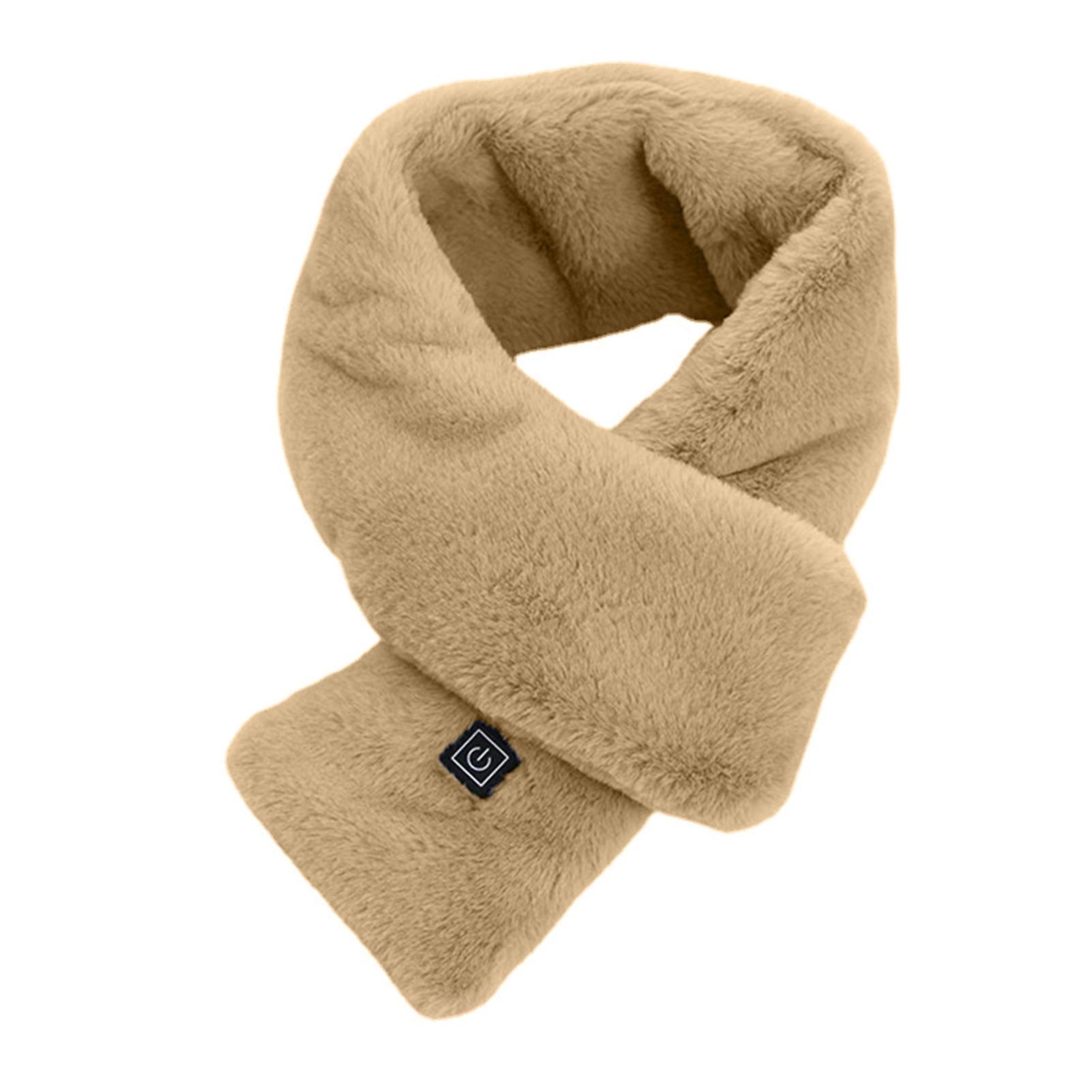 Breathable Heating Scarf Easy Use Faux Rabbit Fur Washable Adjustable 3 Levels Scarf For Unisex