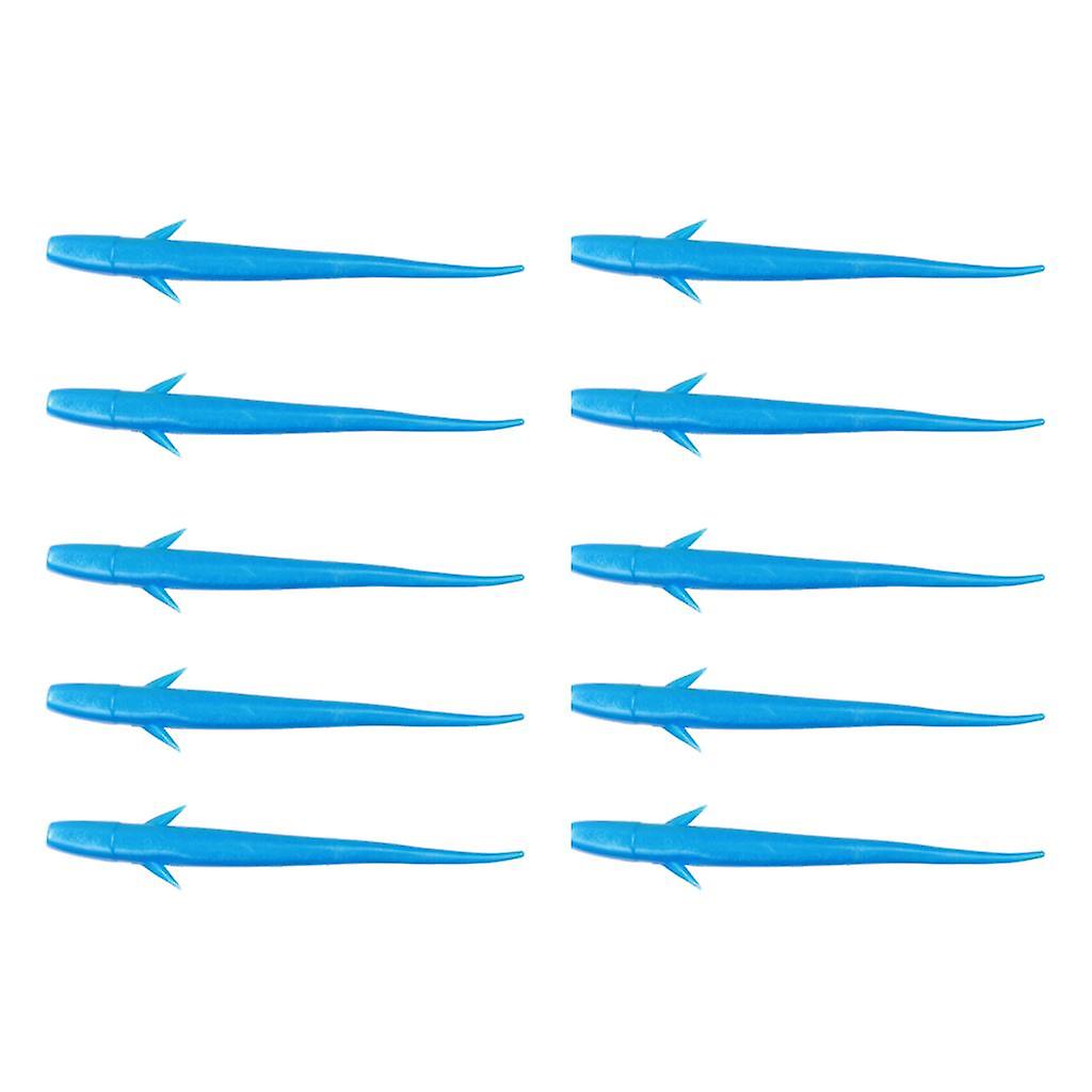 10PC Soft Silicone Fishing Lures Baits Single Pointed Tail Loach Worm Blue