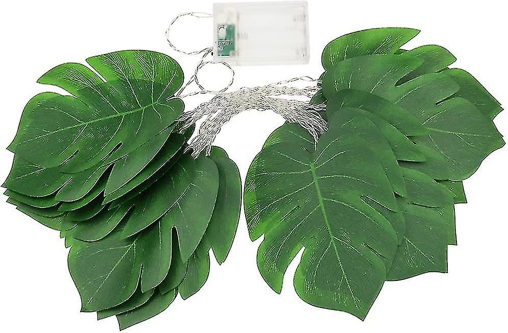 Artificial Plants Led String Light Monstera Leaf String Lights 9.84ft With Green Leaves
