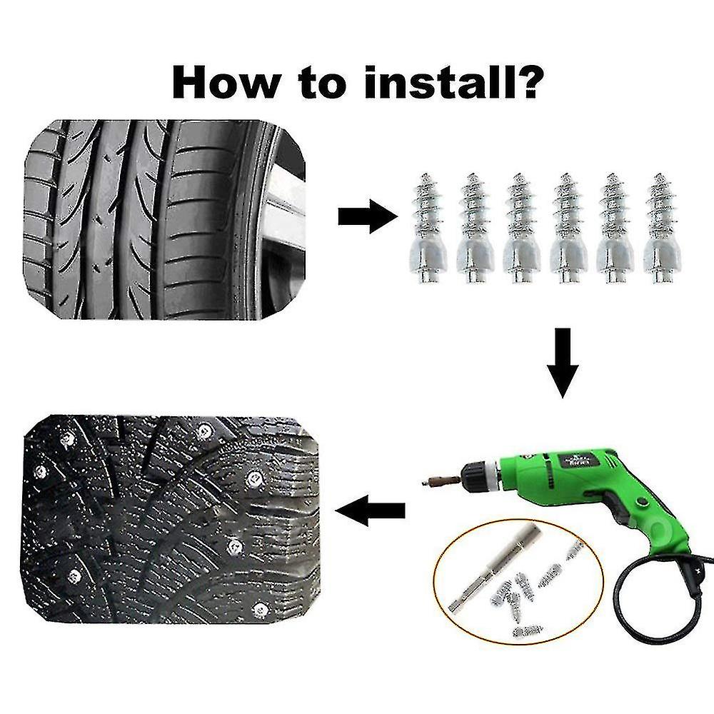 DYNWAVECA 100Pcs Screw in Tire Studs Anti Slip Studs, Winter Anti Ice Carbide Screws Snow Tire Spikes for SUV, Motorbike, Motorcycle 4x9mm