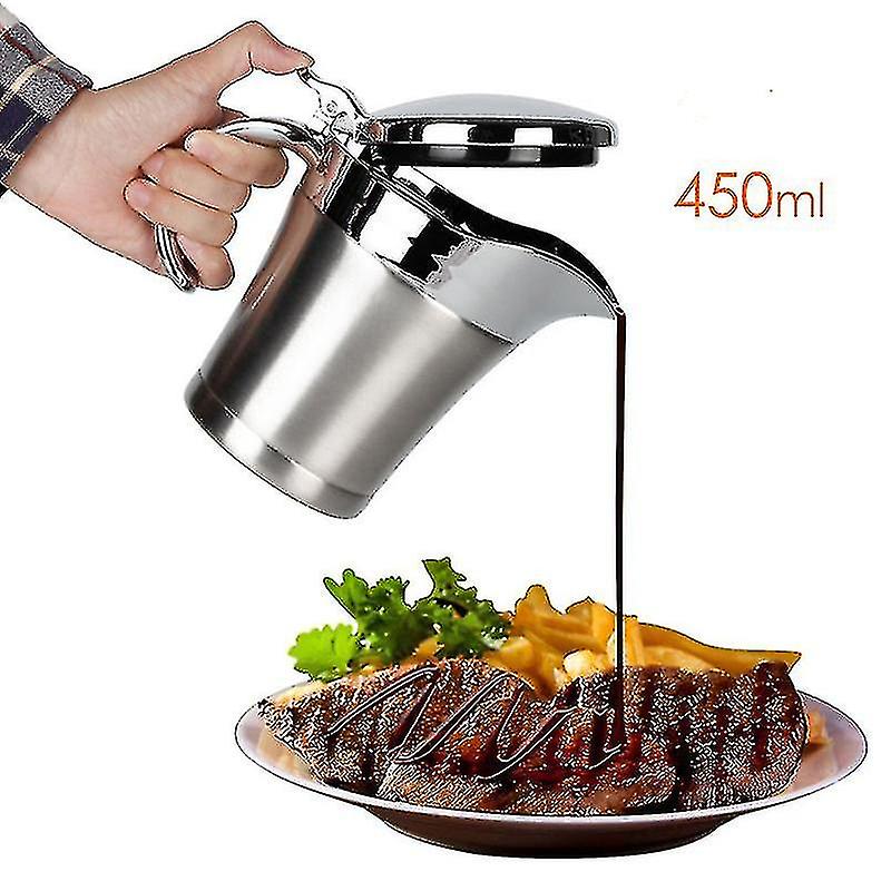 Salsiera termica in acciaio inossidabile di alta qualità, elegante salsiera termica in argento con doppio isolamento, brocca per salse, perfetta per cene.