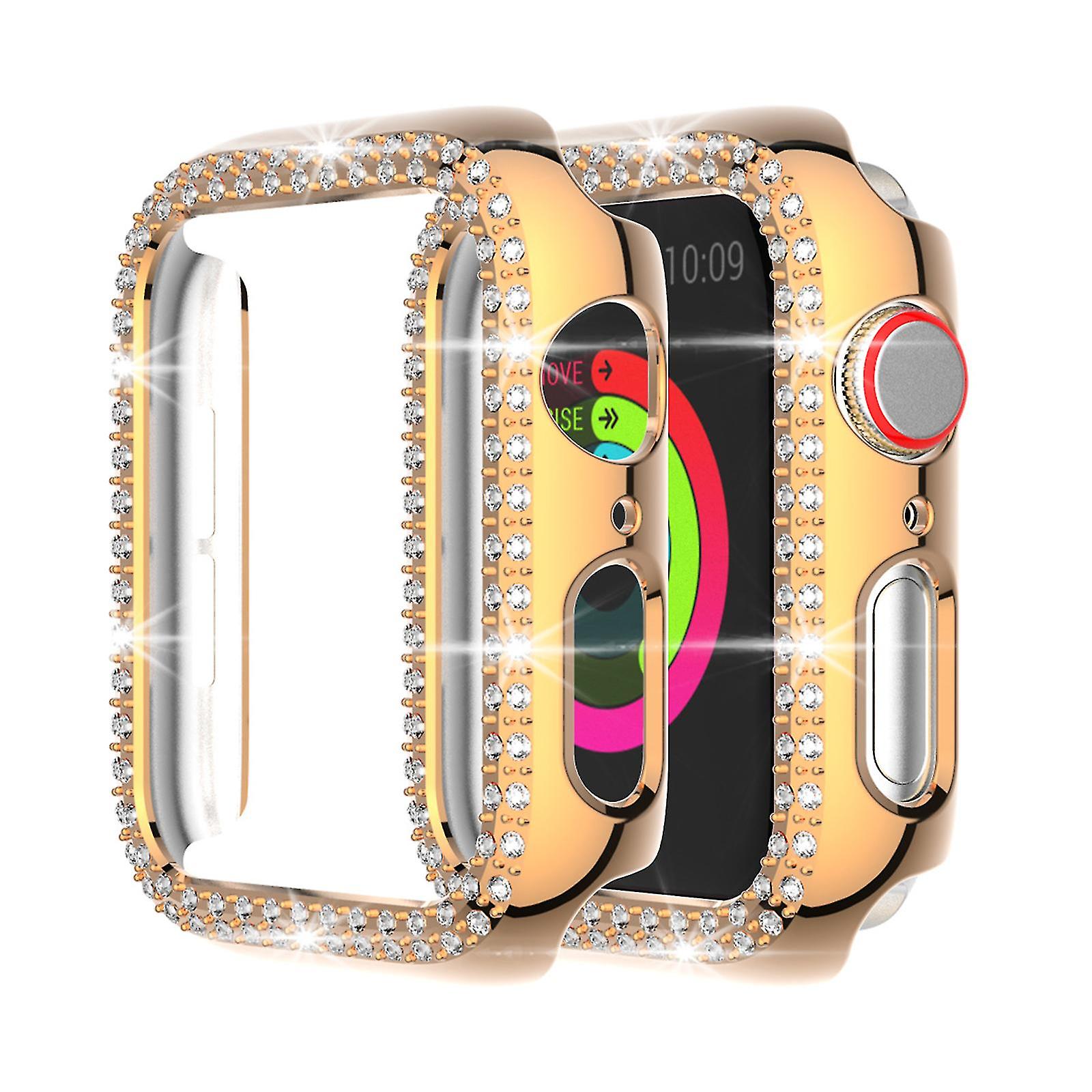 2pcs Bling Diamond Case Compatible With Apple Watch Ultra 49mm, Pc Bumper Rhinestone Protective Cover