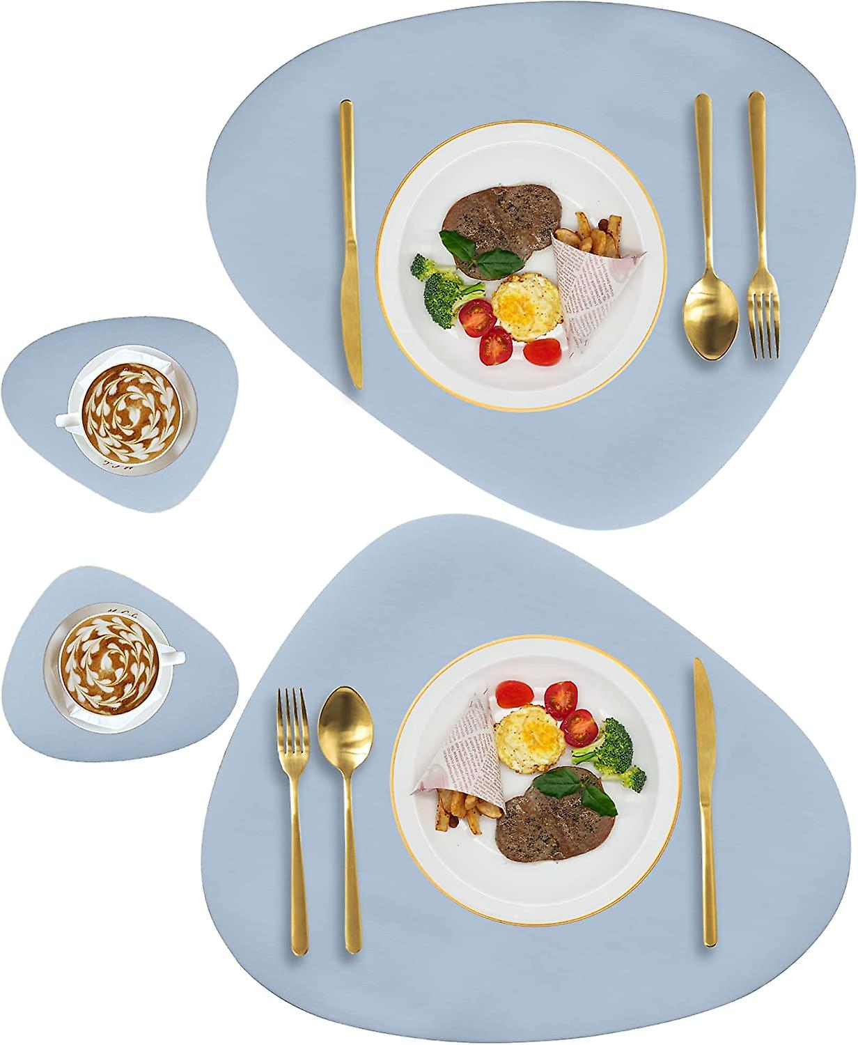 Hitzebeständige Tischsets aus Kunstleder für Esstisch 2er-Set und Untersetzer, wasserdicht abwischbare, waschbare Esstischsets, leicht zu reinigen, rutschfest 