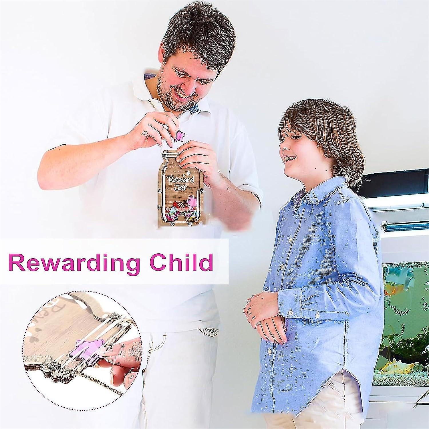 Magnetisches Belohnungsglas Aus Holz - 25 Sterne Für Kinder