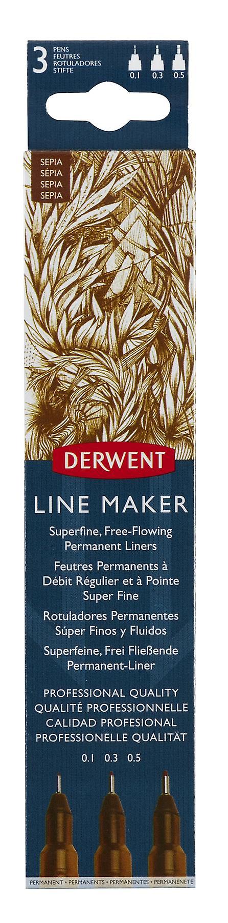 Derwent Line Maker Pens Sepia Set of 3