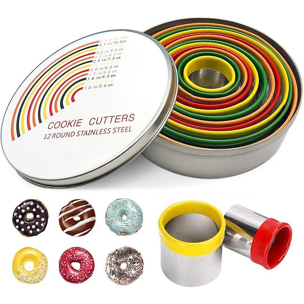 12PCS/Set Round Biscuit Cutter Round Biscuit Cutter Set Pastry Cutters for Donut and Scone Circle Cutter Cake Ring Molds