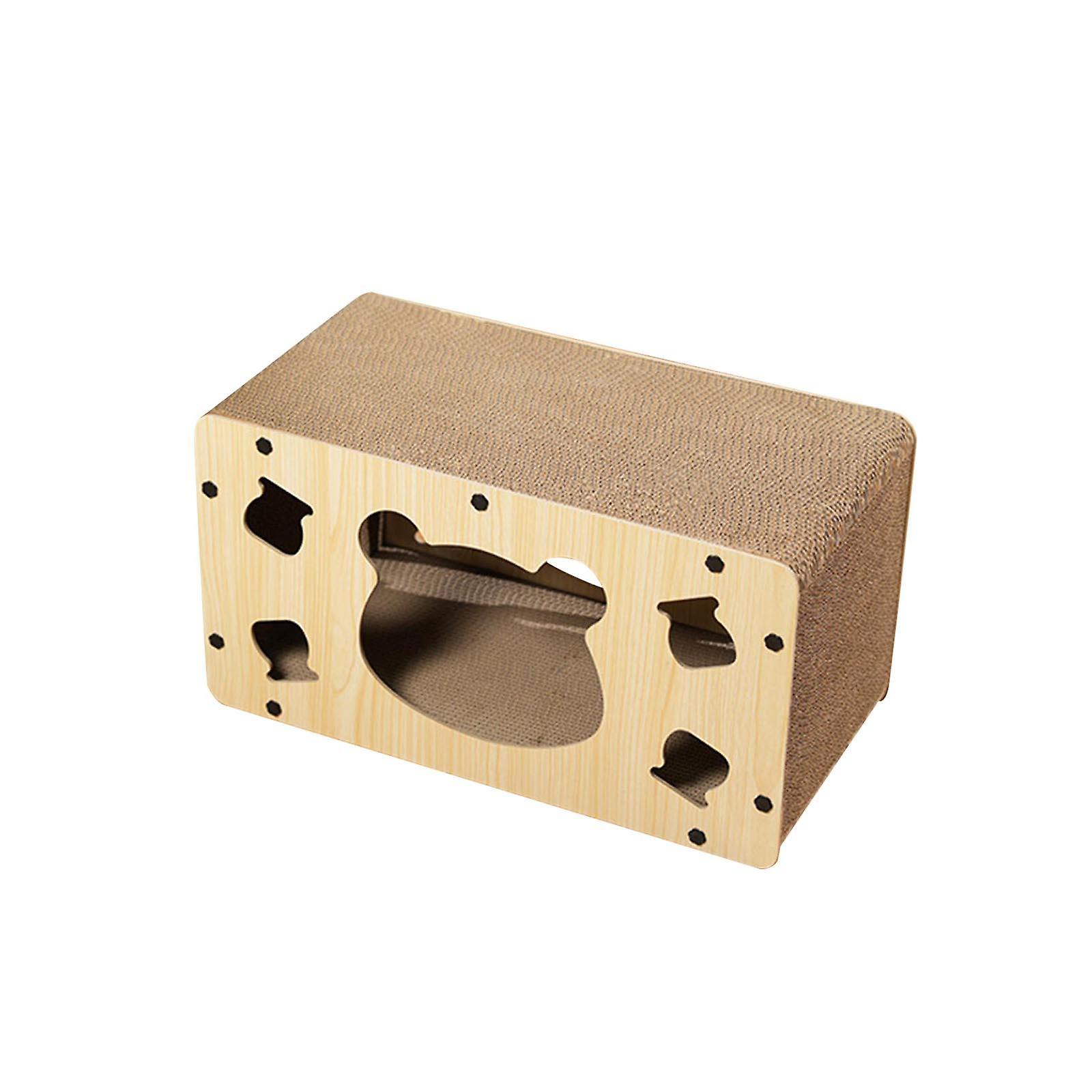Cat Scratching Pad House Bed Corrugated Material Rectangle for Resting Bear 55x30x28cm