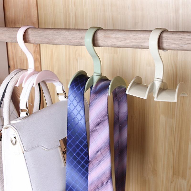 3-pack Swivel Tie Hooks Storage Bag Holder Hook Rack Hooks Clothes Hanger