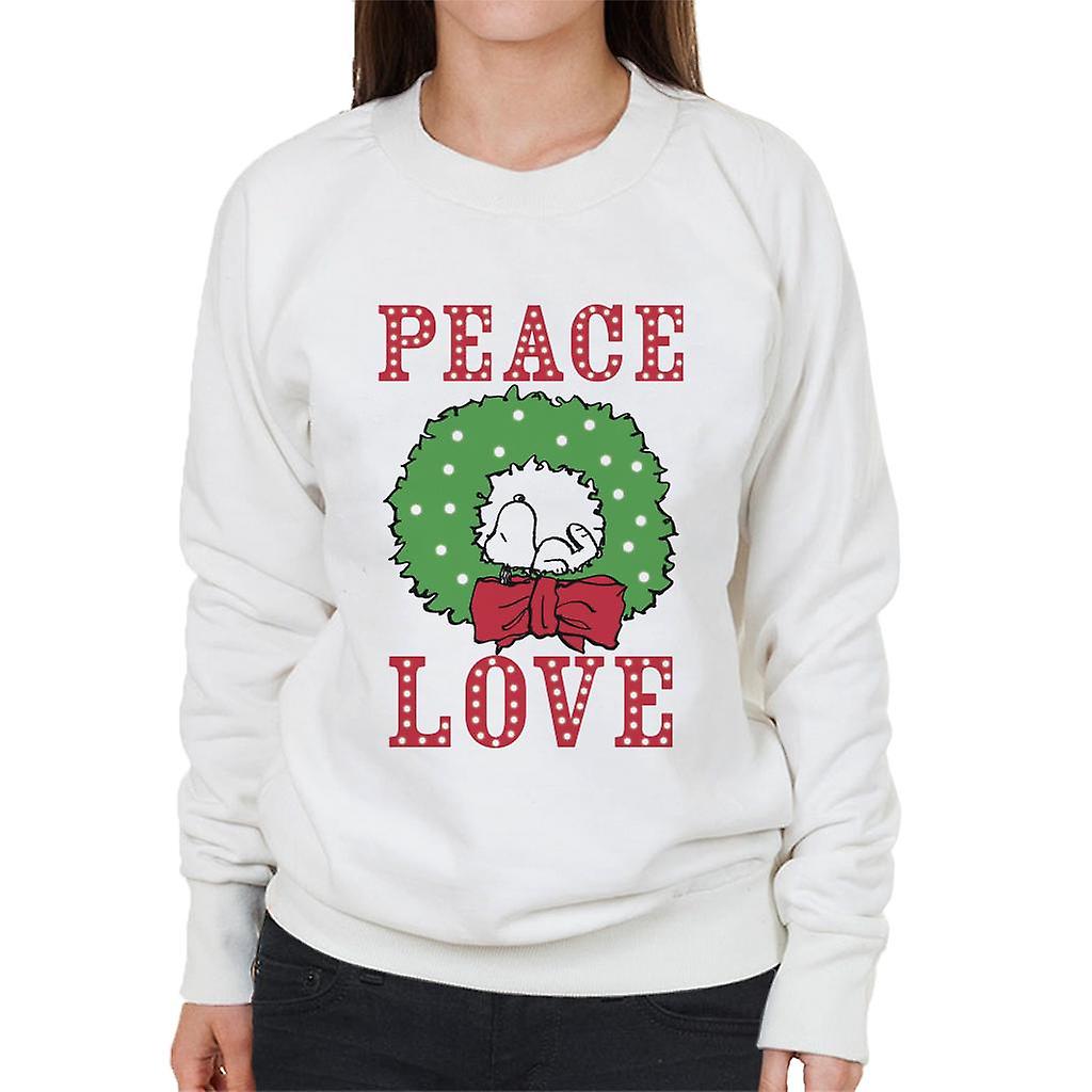 Peanuts Snoopy Sleeping In A Holly Wreath Women's Sweatshirt
