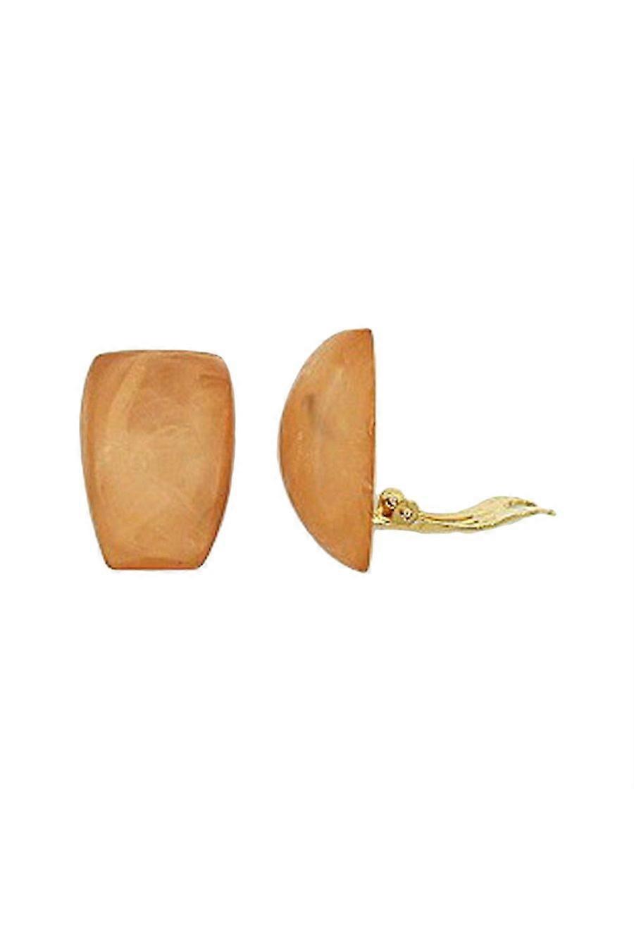 Clip-on Earring Trapezium Beige Marbled Matte - Gl04855