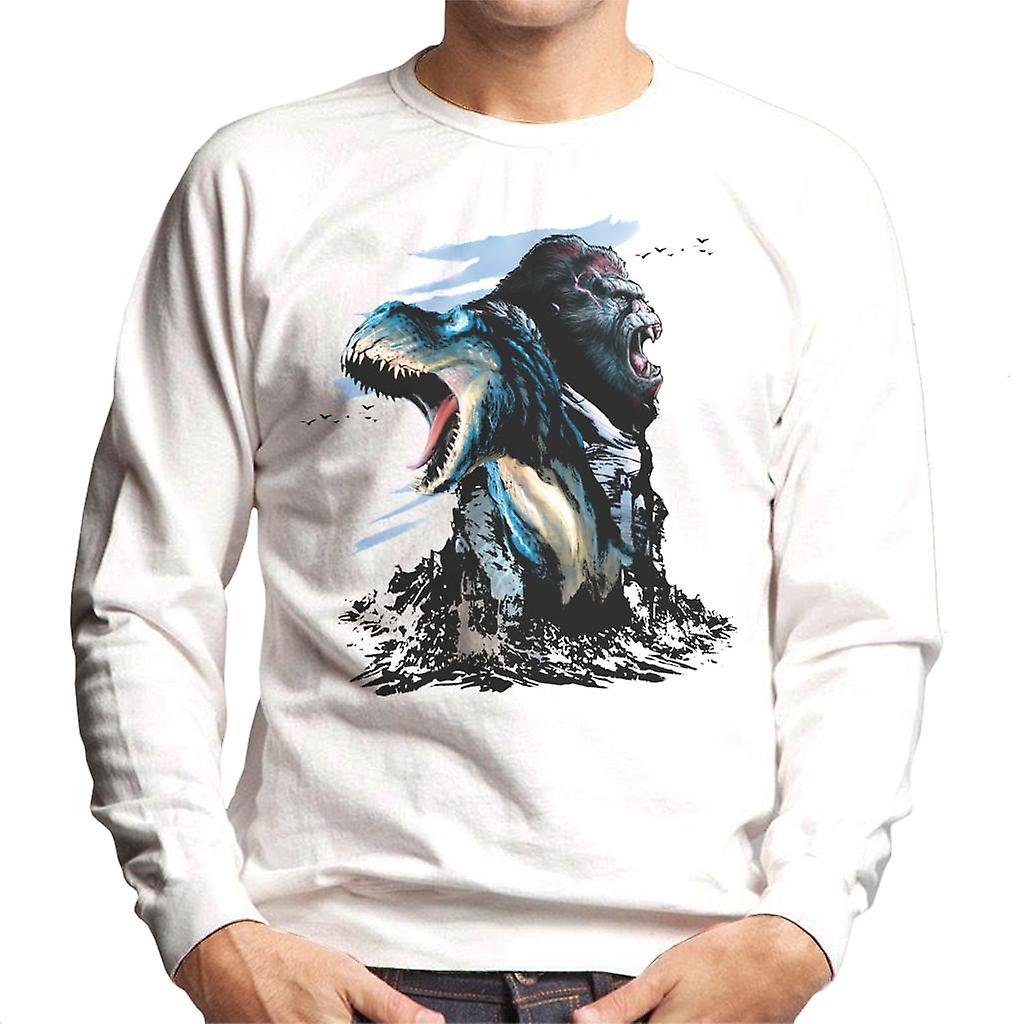 King Kong Vs T Rex Character Heads Men's Sweatshirt