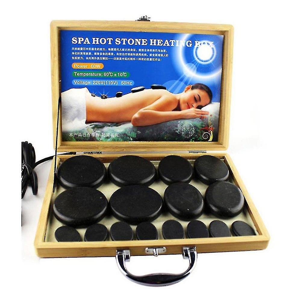 Bamboo 16-piece Set Of Energy Stone Beauty Spa Hot Compress Stone