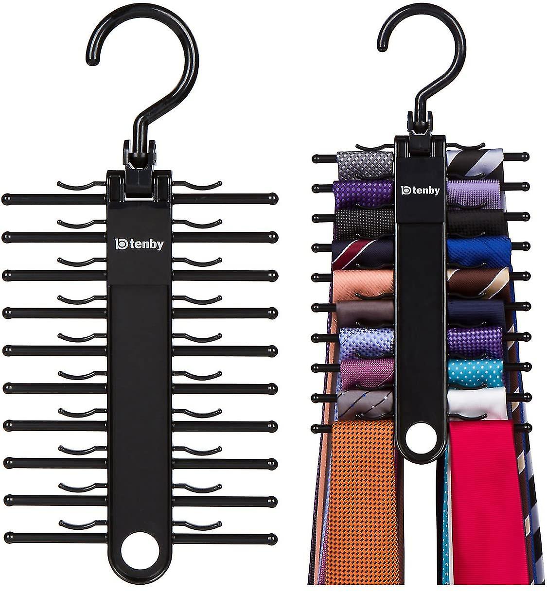 2-pack Black Tie Rack, Organizer, Hanger, Holder - Affordable Ti.