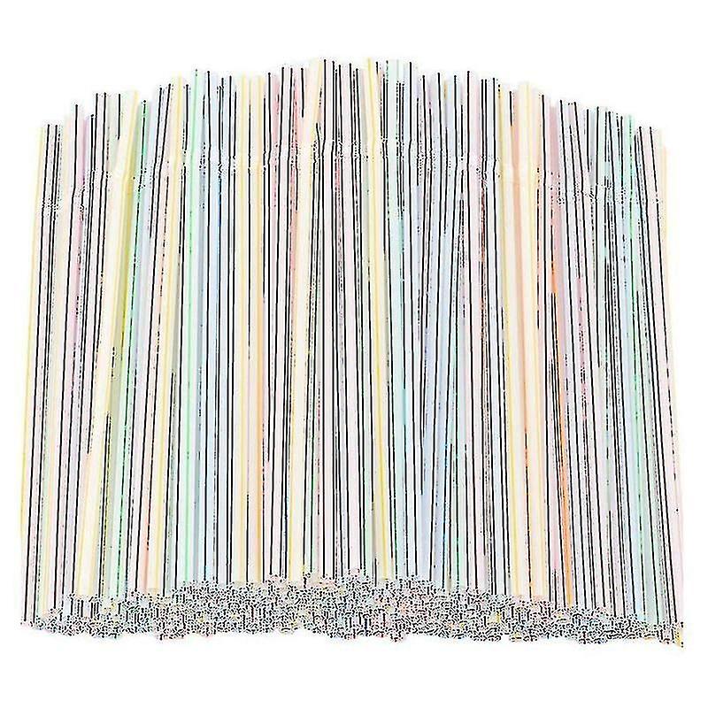 1500 Pcs Flexible Plastic Straws Striped Multi Colored Disposable Straw