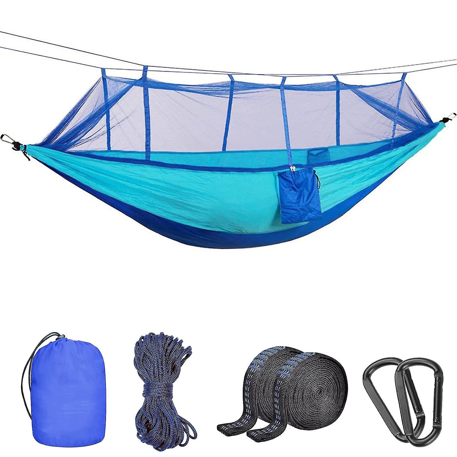 Camping Hammock with Mosquito Net - Ultra Lightweight Durable Double/Single Travel Hammock 660lbs Capacity for Garden Camping -GSL