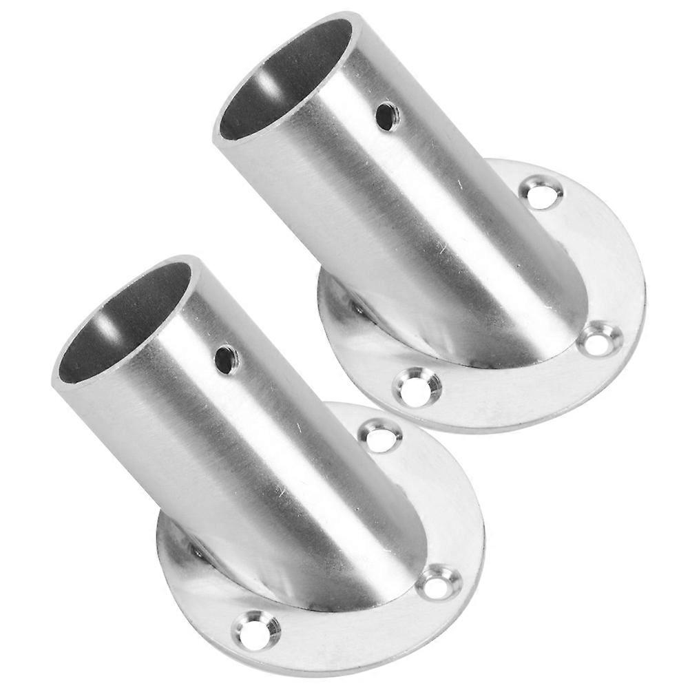 2pcs Shower Rod Holder Bevel Towel Rod Support Closet Pole Socket Rod End Supports