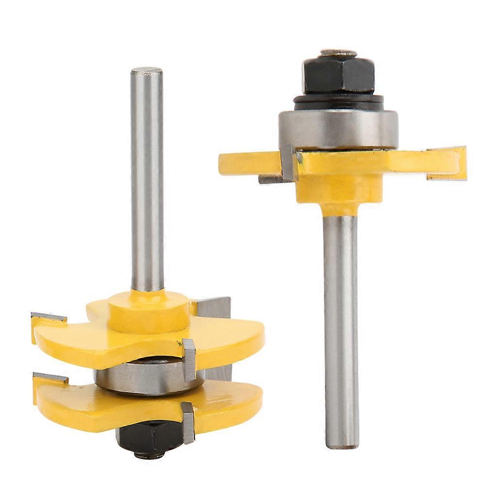 2pcs T Shape Router Bit 3 Teeth 1/4 Shank Woodworking Tool For Wood Mdf Particle Board