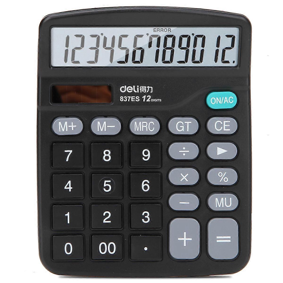 Desktop Calculator 12 Digit with Large LCD Display and Sensitive Button, Solar and Battery Dual Power, Standard Function for Office, Home, School