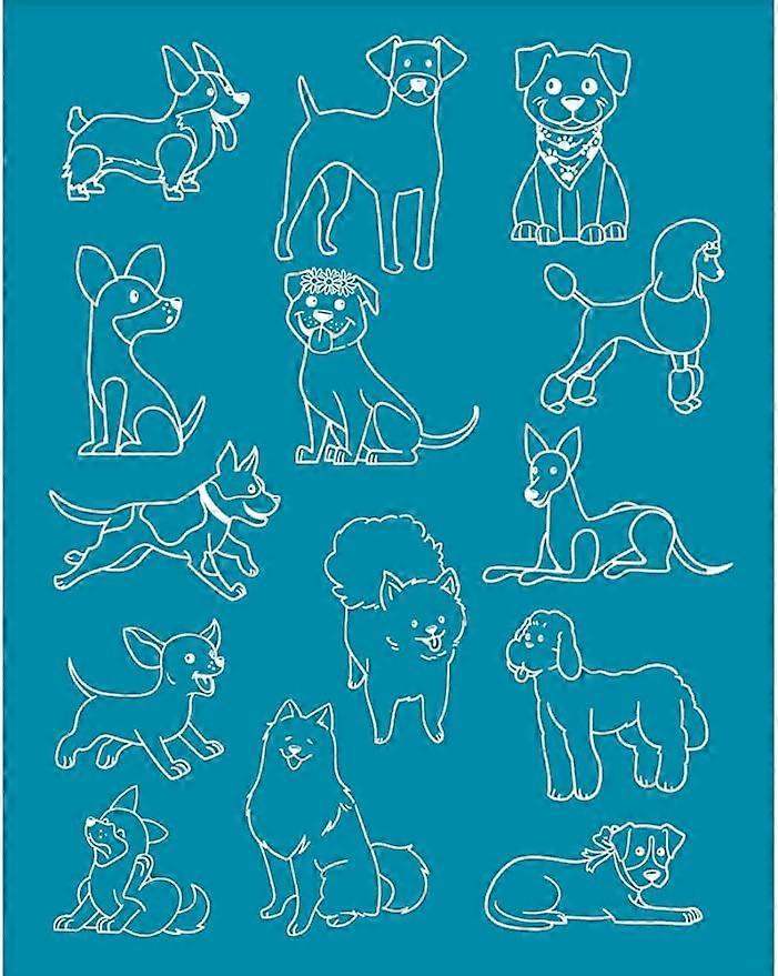 4x5 Inch Dogs Clay Stencils Silk Screen for Polymer Clay Animial Theme Silk Screen Printing Stencils