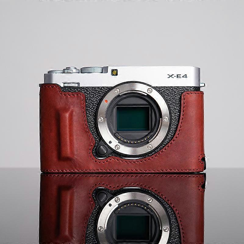 For Leather Camera Case Handle Half Bag Camera Bodysuit For Fuji X-e4 Xe4 Camera