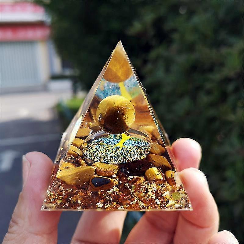 Amethyst Crystal Healing Orgonite Pyramid Obsidians Chakra Energy Orgone Stone