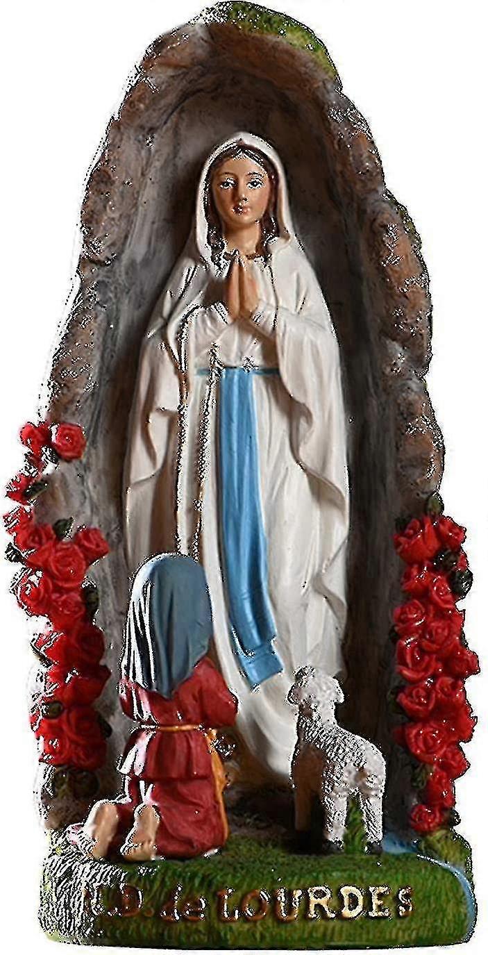 Beibei - تمثال الأم العذراء مريم المباركة ، سيدة لورد مع سانت برناديت وتماثيل راتنج الضأن ، النحت المقدس هدية دينية كاثوليكية C