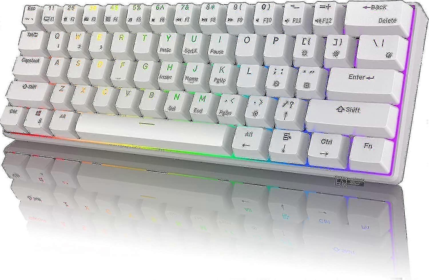 Rk61 RGB ワイヤレス / 有線 60% コンパクトメカニカルキーボード、61 キー歯小型ポータブルゲーミングオフィスキーボード、Windows および Mac に適しています