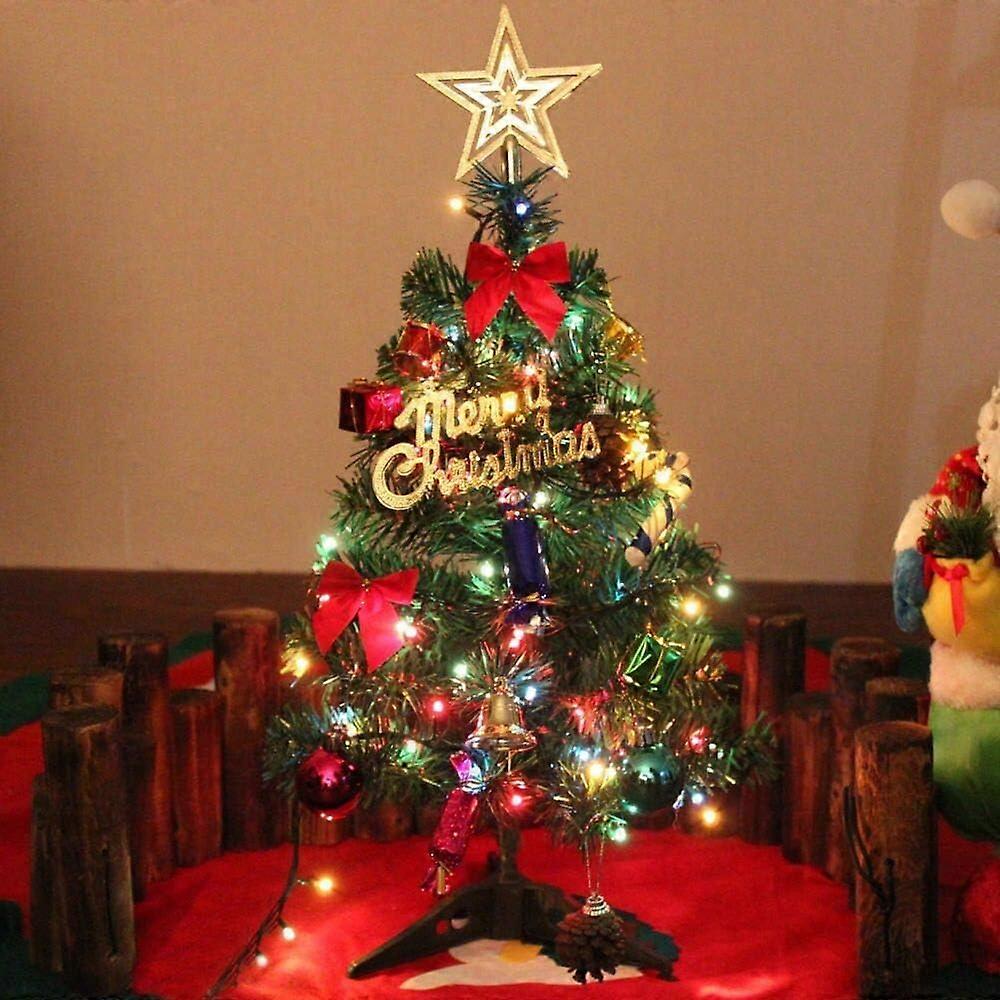 Balabela 20"/50cm Tabletop Xmas Tree, Artificial Mini Christmas Pine Tree with LED String Lights & Ornaments (Xmas Tree)