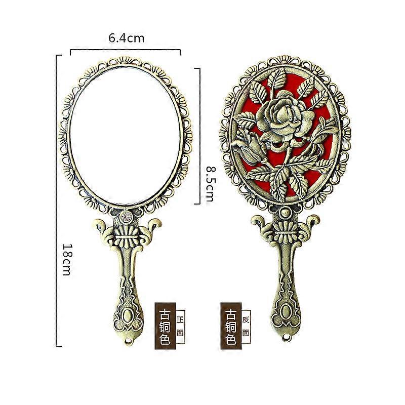 Retro hand mirror back pressure handheld cosmetic metal mirror wallet small mirror