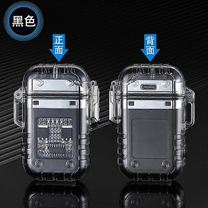 Luminous Transparent Case Waterproof Double Arc Cob Light Type-C Charging Multifunctional Outdoor Windproof Usb Ignition