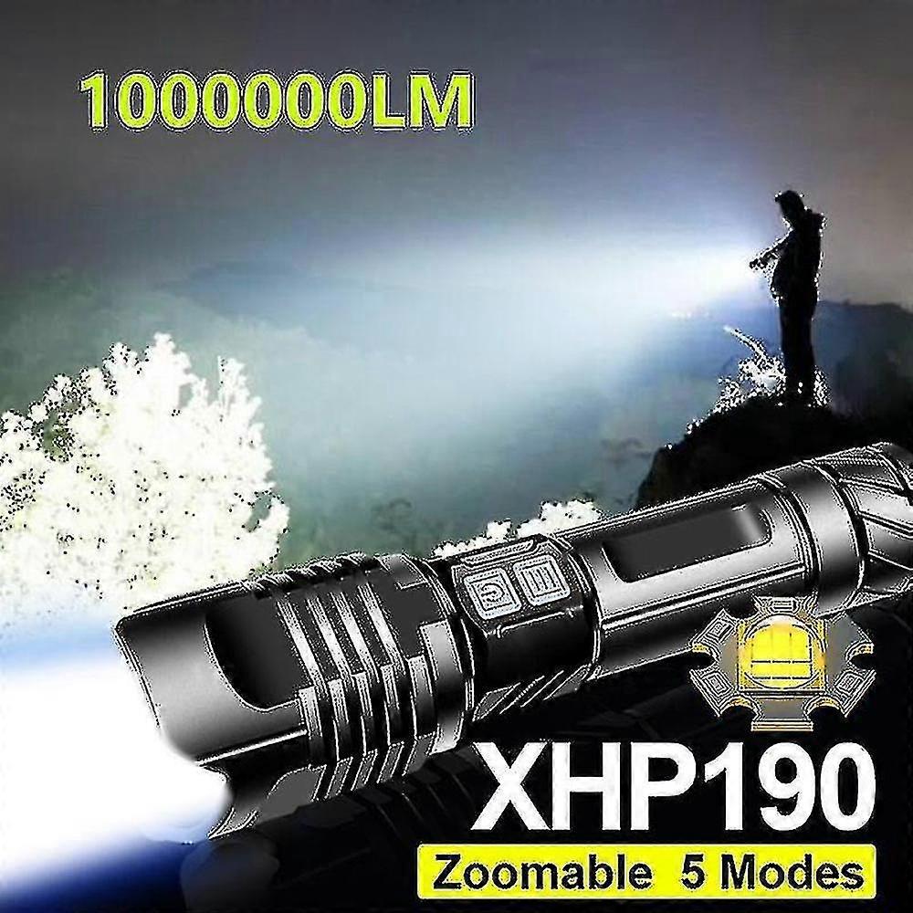 1000000 Lm Super Xhp190 Powerful Led Flashlight 18650 Xhp90 Led Torch Usb Rechargeable Tactical Flashlight Zoom Hand Lamp